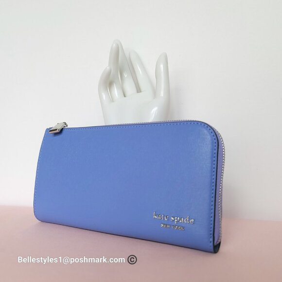 KATE SPADE Devin Saffiano Leather Zip-Around Continental Wallet-Dark Periwinkle⭐ - Picture 7 of 16
